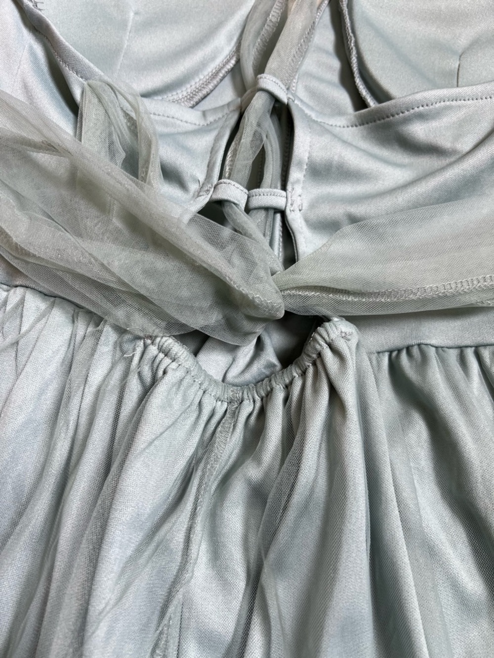 JardinVue Blue Chiffon Corset Lace-Up Midi Dress Large - Picture 11 of 16